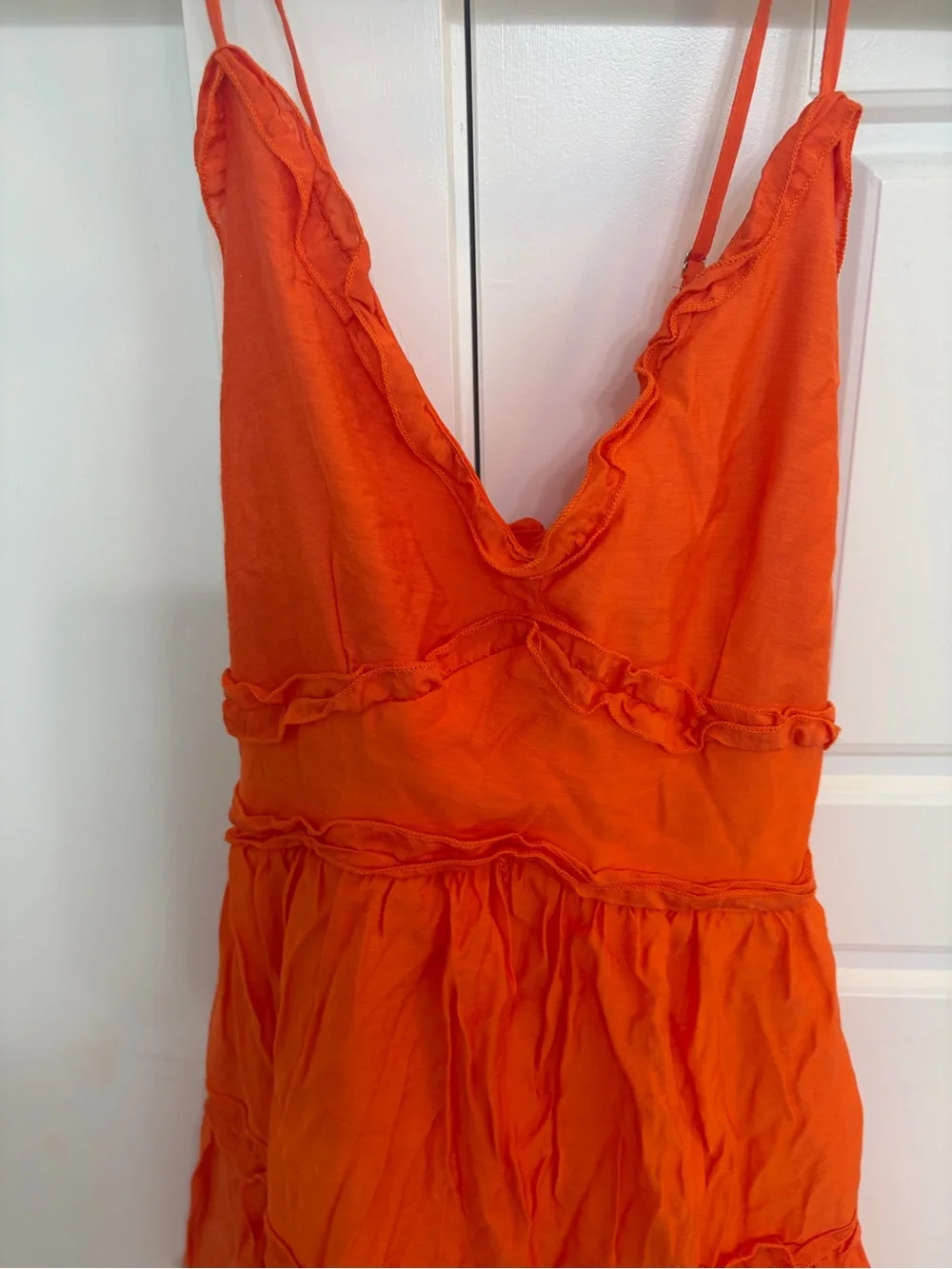 Francesca's Orange Ruffle Tiered Sundress